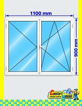 Ventana de pvc oscilobatiente 110 x 90 cm sin persiana Blanca
