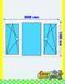 PVC window: 2 tilt-and-turn casements + fixed pane 200x130 cm, white, without roller shutter