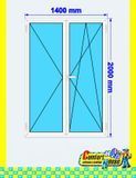 Tilt-and-turn PVC balcony door 140x200 cm, white, without roller shutter