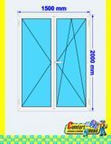 Tilt-and-turn PVC balcony door 150x200 cm, white, without roller shutter