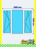 Ventana de pvc 160 x 130 cm 2 hojas oscilobatiente + 1 fijo sin persiana Blanca