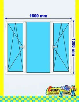 Ventana de pvc 160 x 130 cm 2 hojas oscilobatiente + 1 fijo sin persiana Blanca
