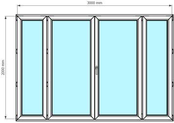 PVC patio door unit 300x200 cm, white, without roller shutter