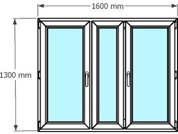 Ventana de pvc 160 x 130 cm 2 hojas oscilobatiente + 1 fijo sin persiana Blanca