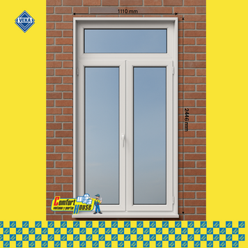Tilt-and-turn PVC balcony door 111x246 cm, white, without roller shutter
