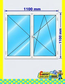 Ventana de pvc oscilobatiente 110 x 110 cm sin persiana Blanca