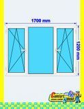 Ventana de pvc 170 x 120 cm 2 hojas oscilobatiente + 1 fijo sin persiana Blanca