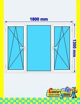 Ventana de pvc 180 x 130 cm 2 hojas oscilobatiente + 1 fijo sin persiana Blanca
