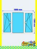 Ventana de pvc 190 x 130 cm 2 hojas oscilobatiente + 1 fijo sin persiana Blanca