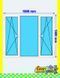 PVC window: 2 tilt-and-turn casements + fixed pane 190x160 cm, white, without roller shutter