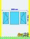 PVC window: 2 tilt-and-turn casements + fixed pane 200x110 cm, white, without roller shutter
