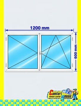 Ventana de pvc oscilobatiente 120 x 60 cm sin persiana Blanca