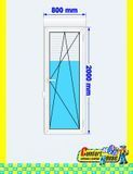 Tilt-and-turn PVC balcony door 80x200 cm, white, with roller shutter