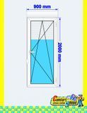 Tilt-and-turn PVC balcony door 90x200 cm, white, with roller shutter