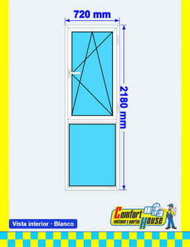 Ventana combinada de PVC 72 x 218 cm, oscilobatiente + fijo inferior, antracita/blanco &ndash; EN STOCK