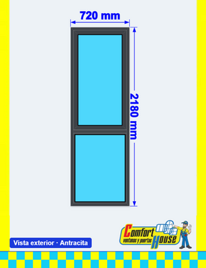 Ventana combinada de PVC 72 x 218 cm, oscilobatiente + fijo inferior, antracita/blanco &ndash; EN STOCK