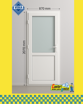 Tilt-and-turn PVC balcony door 87x207 cm, white, without roller shutter