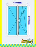 PVC balcony door 150 x 218 cm, 2 leaves, white &ndash; IN STOCK