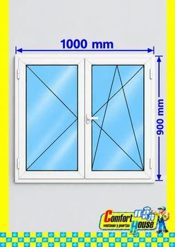 Ventana de pvc oscilobatiente 100 x 90 cm sin persiana Blanca