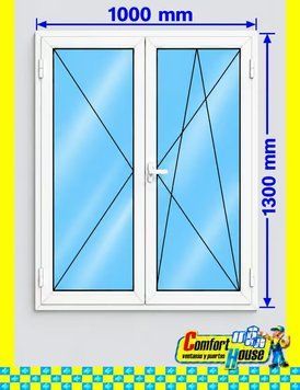 Ventana de pvc oscilobatiente 100 x 130 cm sin persiana Blanca