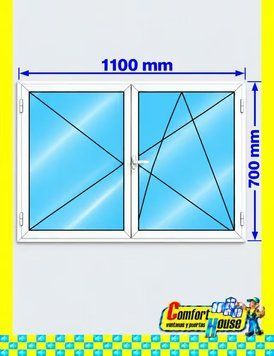 Ventana de pvc oscilobatiente 110 x 70 cm sin persiana Blanca