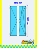 PVC balcony door 117 x 210 cm, 2 leaves, white &ndash; IN STOCK