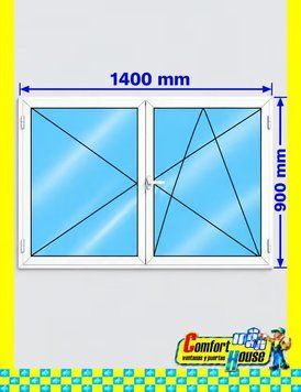 Ventana de pvc oscilobatiente 140 x 90 cm sin persiana Blanca