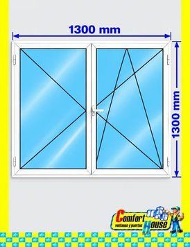 Ventana de pvc oscilobatiente 130 x 130 cm sin persiana Blanca