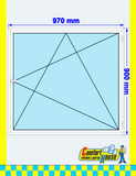 PVC window 97 x 90 cm, tilt & turn, frosted glass, white &ndash; IN STOCK