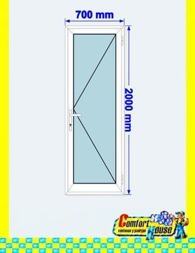 PVC door 70x200 cm, white, without roller shutter