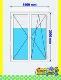 Tilt-and-turn PVC balcony door 160x200 cm, white, with roller shutter