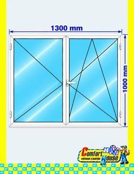 Ventana de pvc oscilobatiente 130 x 100 cm sin persiana Blanca