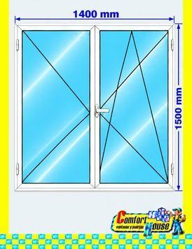 Ventana de pvc oscilobatiente 140 x 150 cm sin persiana Blanca