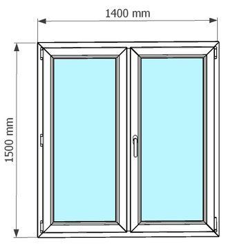 Ventana de pvc oscilobatiente 140 x 150 cm sin persiana Blanca