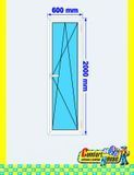 PVC white oscillobattent balcony door, 60 x 200 cm.