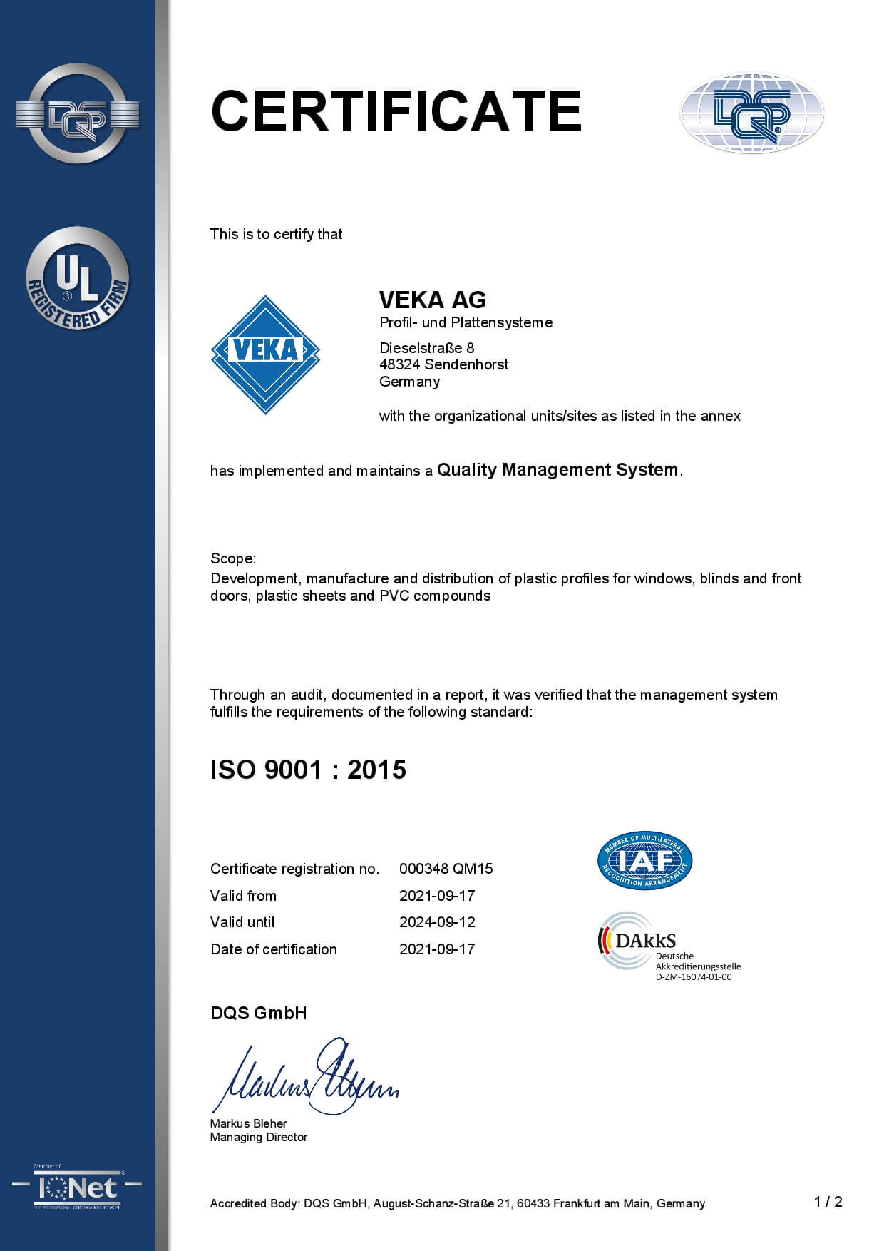 Certificad Calidad de Ventanas PVC - imágen 1 | ComfortHouse